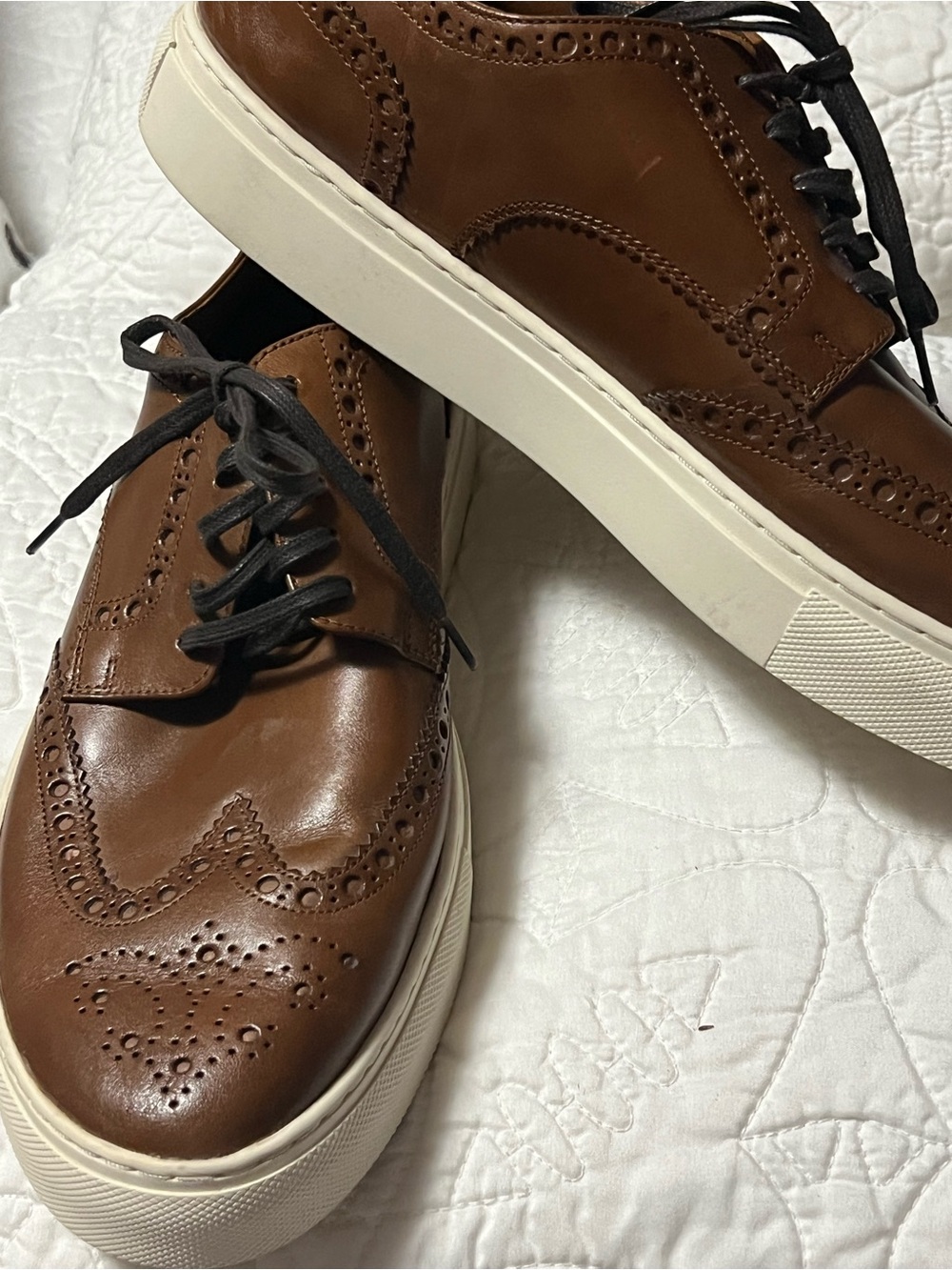Cole Haan Brown Leather Brogue Derby Sneakers